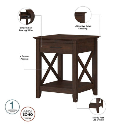Bush Furniture - Key West End Table with Storage in Bing Cherry - KWT120BC-03 veiw 6