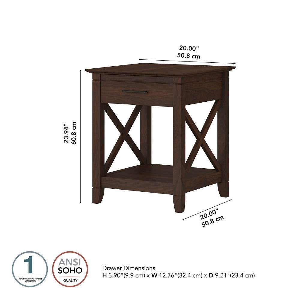 Bush Furniture - Key West End Table with Storage in Bing Cherry - KWT120BC-03 veiw 7