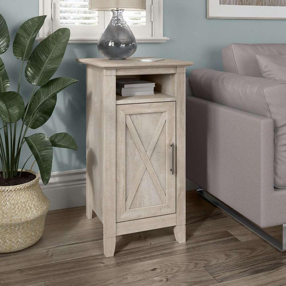 Bush Furniture - Key West End Table with Door in Washed Gray - KWS116WG-Z2 veiw 4