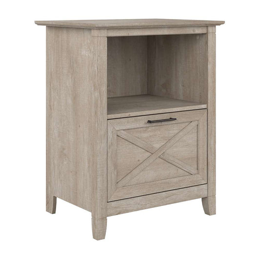 Bush Furniture - Key West Lateral File Cabinet with Shelf in Washed Gray - KWF124WG-03 veiw 1
