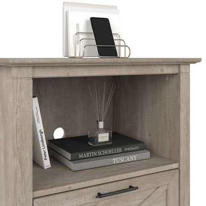 Bush Furniture - Key West Lateral File Cabinet with Shelf in Washed Gray - KWF124WG-03 veiw 3