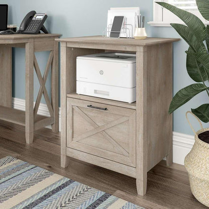 Bush Furniture - Key West Lateral File Cabinet with Shelf in Washed Gray - KWF124WG-03 veiw 4