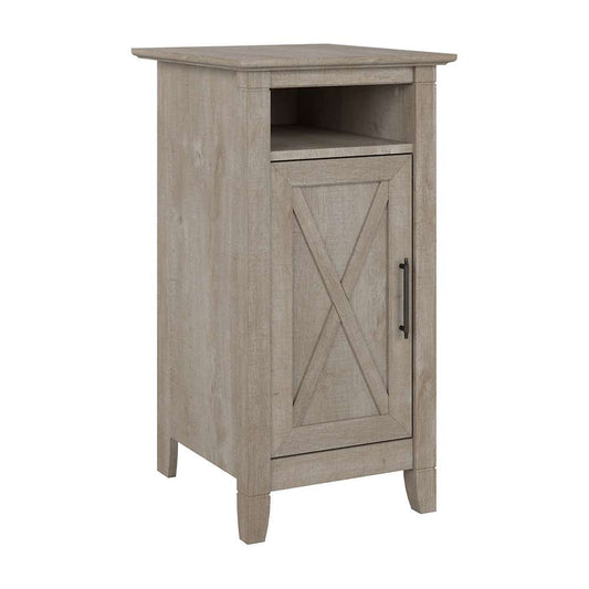 Bush Furniture - Key West Nightstand with Door in Washed Gray - KWS116WG-Z veiw 1