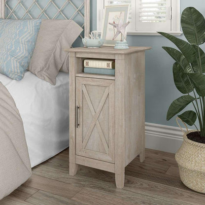 Bush Furniture - Key West Nightstand with Door in Washed Gray - KWS116WG-Z veiw 4