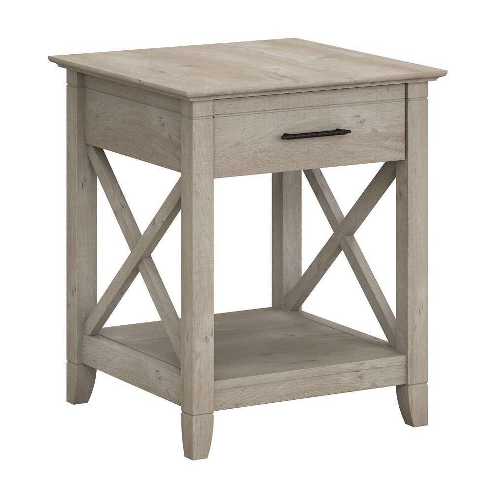 Bush Furniture - Key West Nightstand with Drawer in Washed Gray - KWT120WG-Z veiw 2