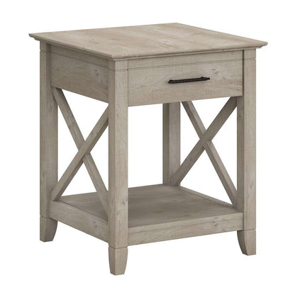 Bush Furniture - Key West Nightstand with Drawer in Washed Gray - KWT120WG-Z veiw 2