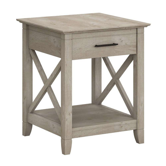 Bush Furniture - Key West Nightstand with Drawer in Washed Gray - KWT120WG-Z veiw 2