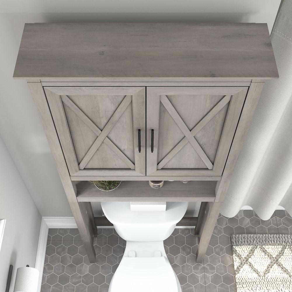 Bush Furniture - Key West Over The Toilet Storage Cabinet in Driftwood Gray - KWS268DG-03 veiw 4