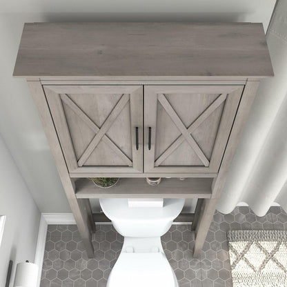 Bush Furniture - Key West Over The Toilet Storage Cabinet in Driftwood Gray - KWS268DG-03 veiw 4