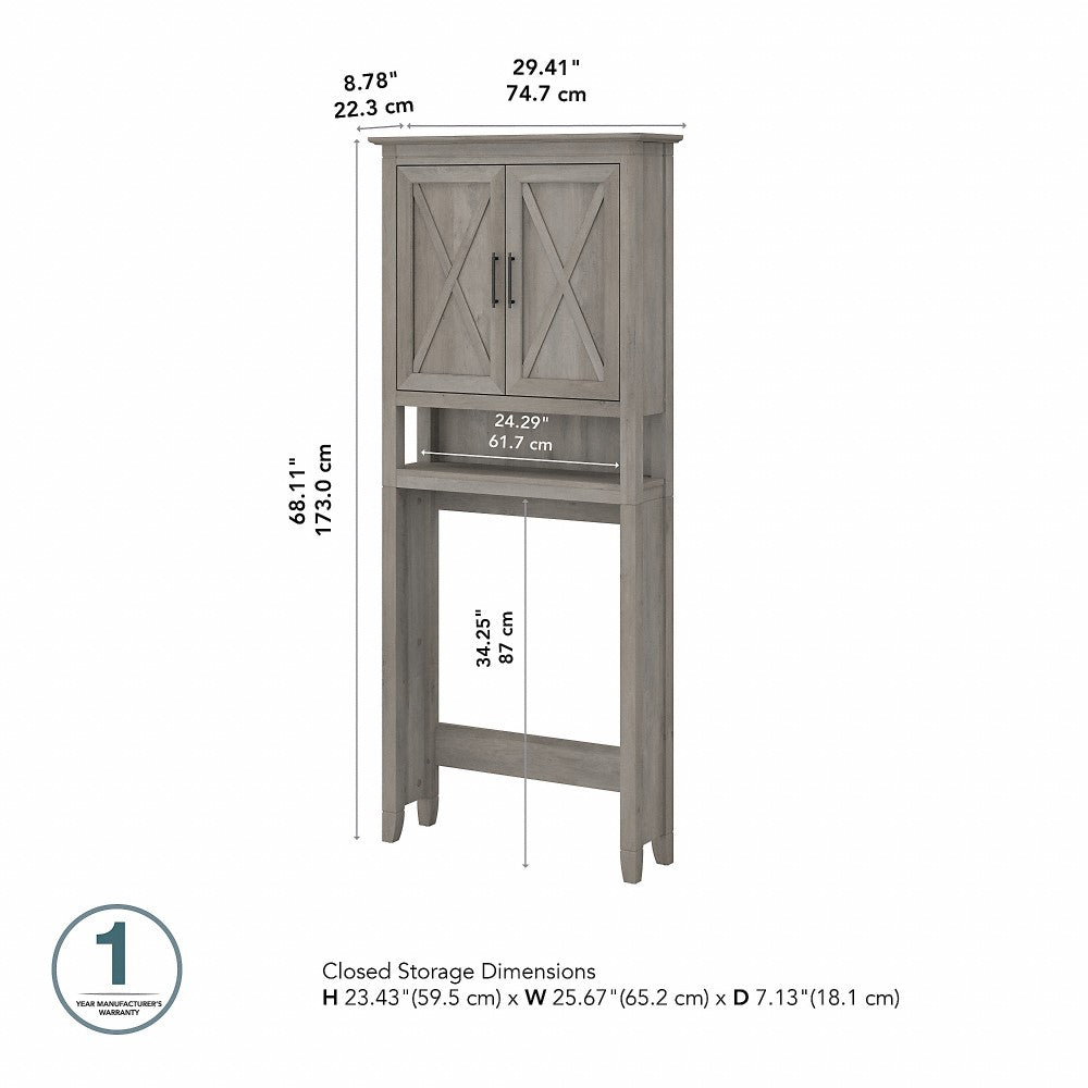 Bush Furniture - Key West Over The Toilet Storage Cabinet in Driftwood Gray - KWS268DG-03 veiw 6