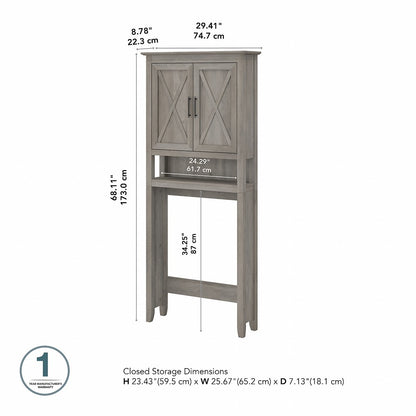 Bush Furniture - Key West Over The Toilet Storage Cabinet in Driftwood Gray - KWS268DG-03 veiw 6
