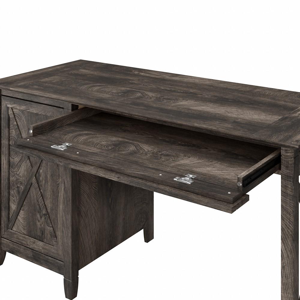 Bush Furniture - Key West Single Ped Desk w Arden Lane Mid Back Tufted Chair in Dark Gray Hickory - KWS020GH veiw 3