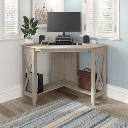 Bush Furniture - Key West Small Corner Desk in Washed Gray - KWD134WG-03 veiw 4