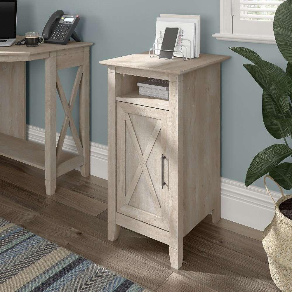 Bush Furniture - Key West Small Storage Cabinet with Door in Washed Gray - KWS116WG-03 veiw 4
