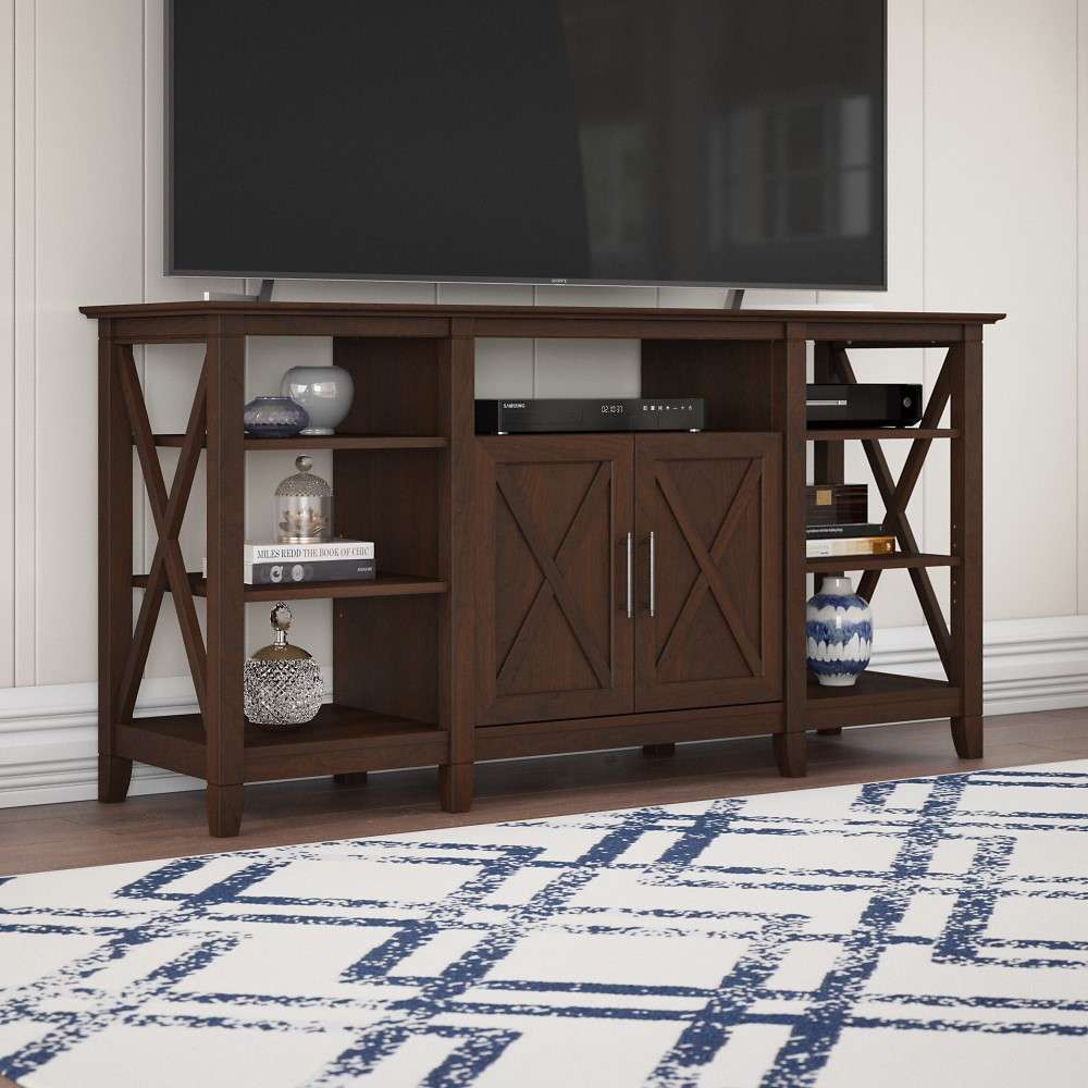Bush Furniture - Key West Tall TV Stand for 65 Inch TV in Bing Cherry - KWV160BC-03 veiw 2