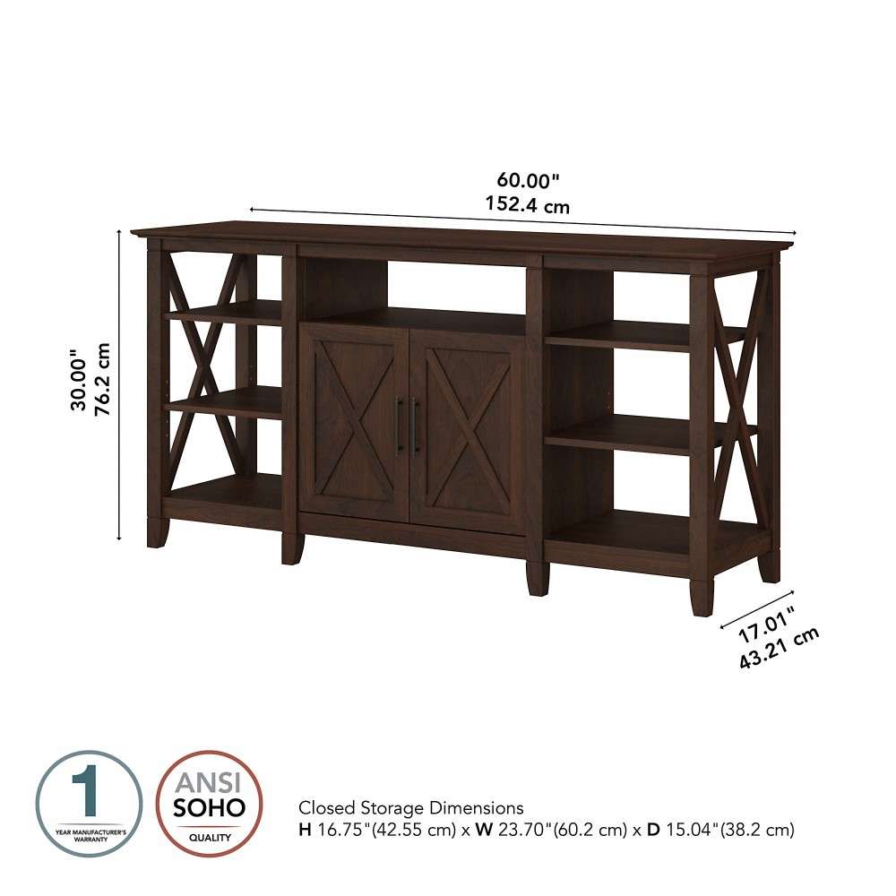 Bush Furniture - Key West Tall TV Stand for 65 Inch TV in Bing Cherry - KWV160BC-03 veiw 7