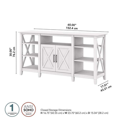Bush Furniture - Key West Tall TV Stand for 65 Inch TV in Pure White Oak - KWV160WT-03 veiw 6