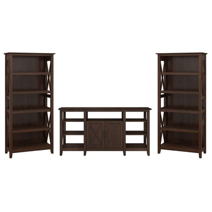 Bush Furniture - Key West Tall TV Stand with (Set of 2) Bookcases in Bing Cherry - KWS027BC veiw 1