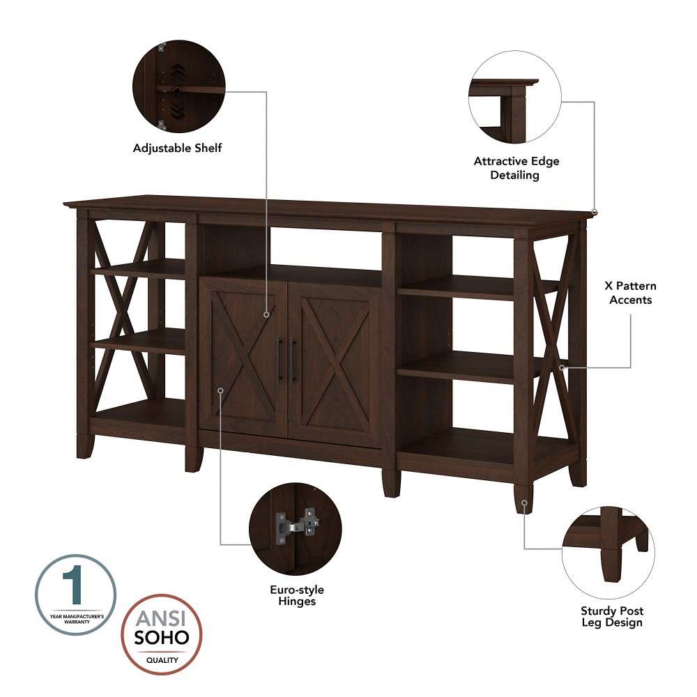 Bush Furniture - Key West Tall TV Stand with (Set of 2) Bookcases in Bing Cherry - KWS027BC veiw 6