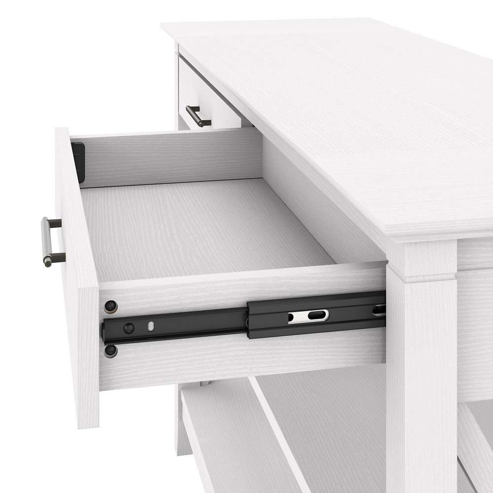 Bush Furniture - Key West Tall TV Stand with Coffee Table and (Set of 2) End Tables in Pure White Oak - KWS025WT veiw 5