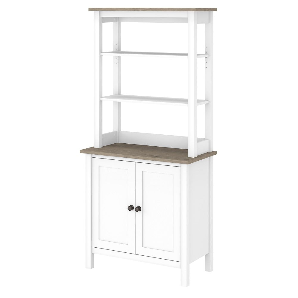 Bush Furniture - Mayfield 5 Shelf Bookcase with Doors in Pure White and Shiplap Gray - MAY019GW2 veiw 1