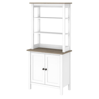 Bush Furniture - Mayfield 5 Shelf Bookcase with Doors in Pure White and Shiplap Gray - MAY019GW2 veiw 1