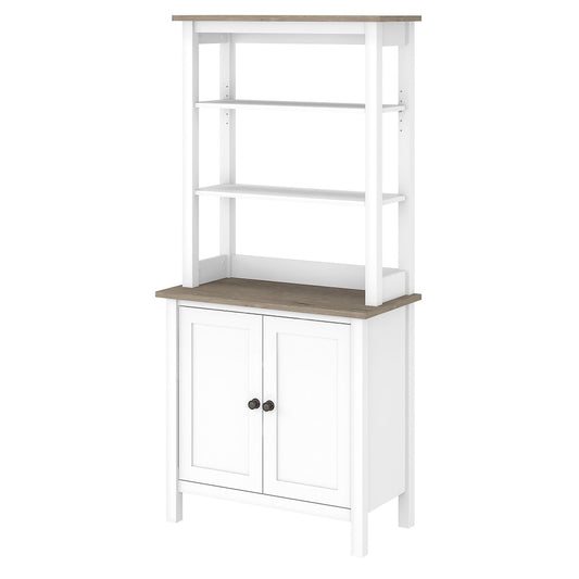 Bush Furniture - Mayfield 5 Shelf Bookcase with Doors in Pure White and Shiplap Gray - MAY019GW2 veiw 1