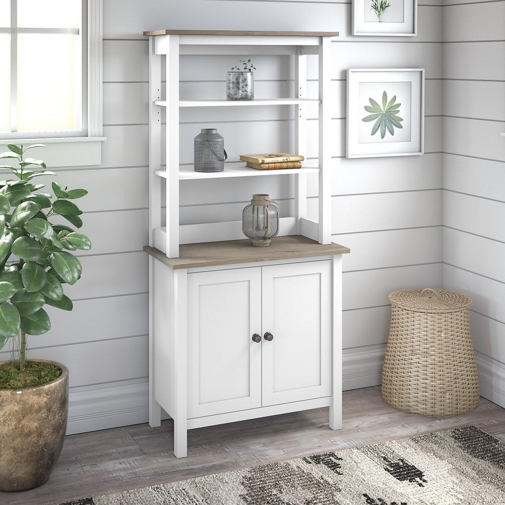 Bush Furniture - Mayfield 5 Shelf Bookcase with Doors in Pure White and Shiplap Gray - MAY019GW2 veiw 5