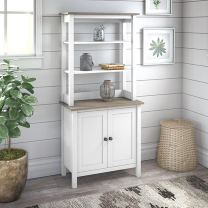 Bush Furniture - Mayfield 5 Shelf Bookcase with Doors in Pure White and Shiplap Gray - MAY019GW2 veiw 5