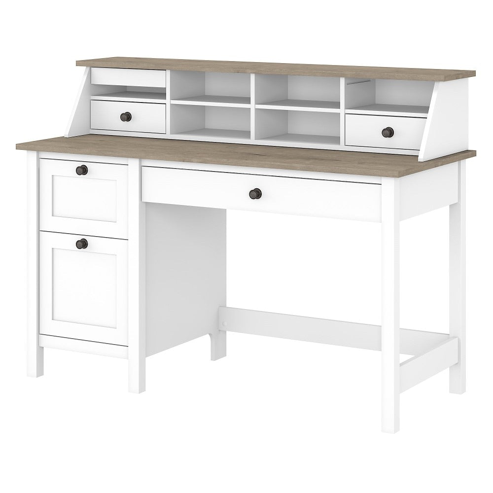 Bush Furniture - Mayfield 54W Computer Desk with Drawers and Desktop Organizer in Pure White and Shiplap Gray - MAY003GW2 veiw 1