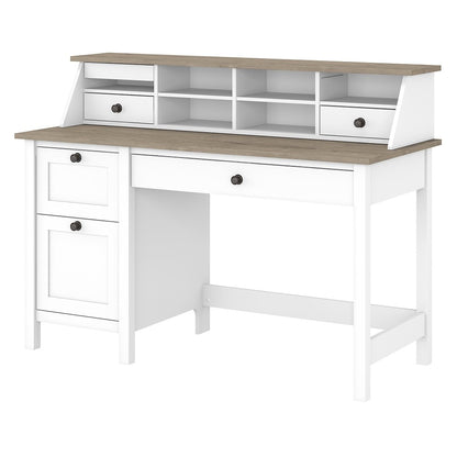 Bush Furniture - Mayfield 54W Computer Desk with Drawers and Desktop Organizer in Pure White and Shiplap Gray - MAY003GW2 veiw 1