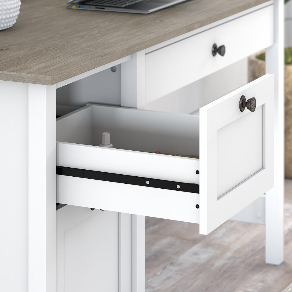 Bush Furniture - Mayfield 54W Computer Desk with Drawers and Desktop Organizer in Pure White and Shiplap Gray - MAY003GW2 veiw 2