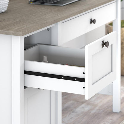 Bush Furniture - Mayfield 54W Computer Desk with Drawers and Desktop Organizer in Pure White and Shiplap Gray - MAY003GW2 veiw 2