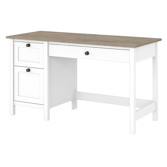 Bush Furniture - Mayfield 54W Computer Desk with Drawers in Pure White and Shiplap Gray - MAD254GW2-03 veiw 1