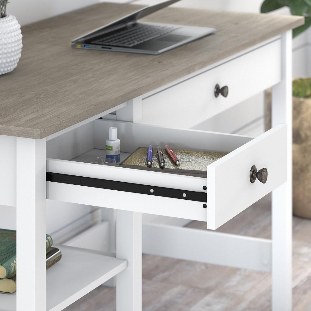 Bush Furniture - Mayfield 54W Computer Desk with Shelves in Pure White and Shiplap Gray - MAD154GW2-03 veiw 3