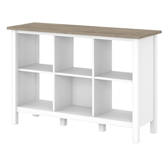 Bush Furniture - Mayfield 6 Cube Bookcase in Pure White and Shiplap Gray - MAB145GW2-03 veiw 1
