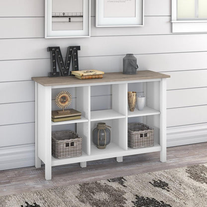Bush Furniture - Mayfield 6 Cube Bookcase in Pure White and Shiplap Gray - MAB145GW2-03 veiw 5