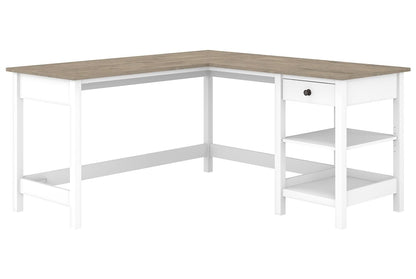 Bush Furniture - Mayfield 60W L Shaped Computer Desk with Storage in Pure White and Shiplap Gray - MAD260GW2-03 veiw 1