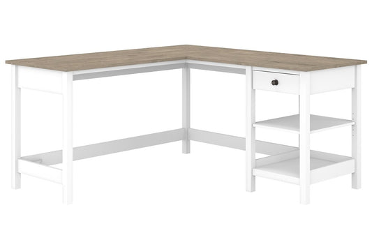 Bush Furniture - Mayfield 60W L Shaped Computer Desk with Storage in Pure White and Shiplap Gray - MAD260GW2-03 veiw 1