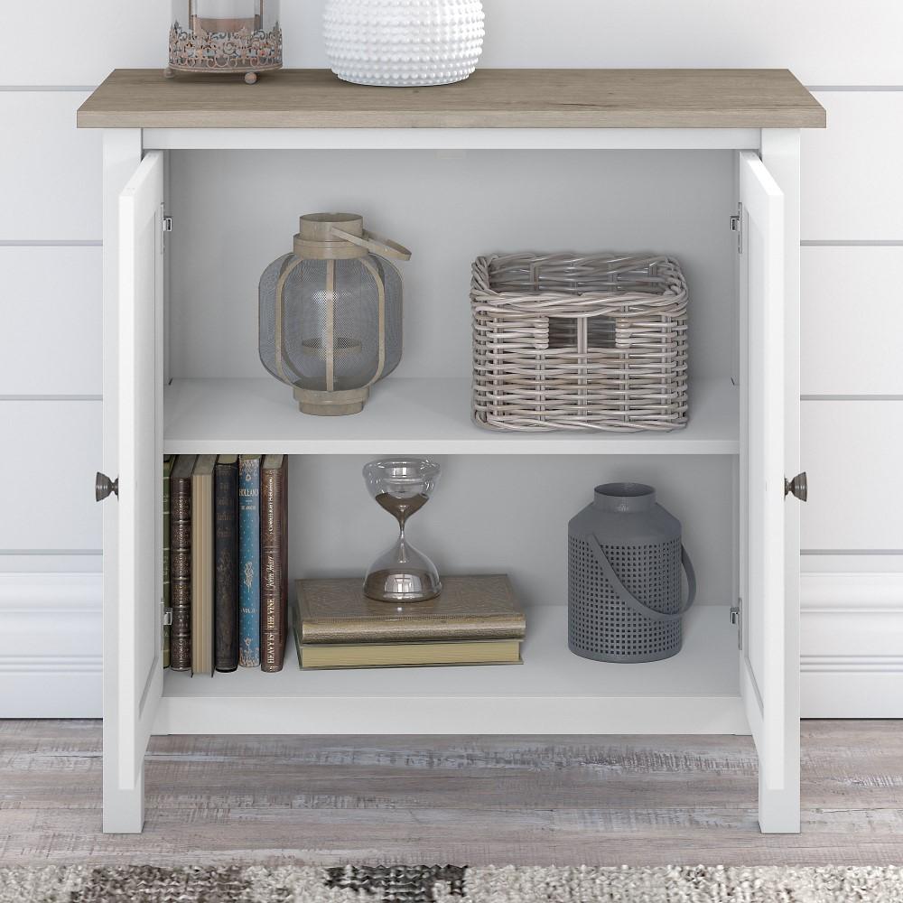 Bush Furniture - Mayfield Accent Storage Cabinet with Doors in Pure White and Shiplap Gray - MAS131GW2-03 veiw 2