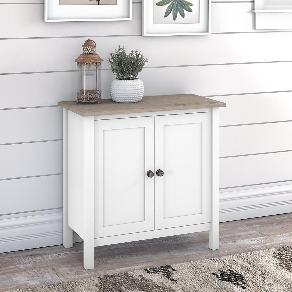 Bush Furniture - Mayfield Accent Storage Cabinet with Doors in Pure White and Shiplap Gray - MAS131GW2-03 veiw 5