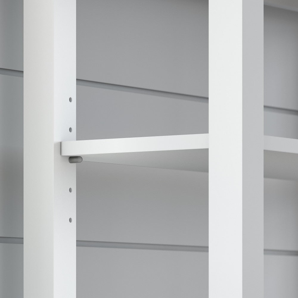 Bush Furniture - Mayfield Bookcase with Drawers in Pure White and Shiplap Gray - MAY018GW2 veiw 4