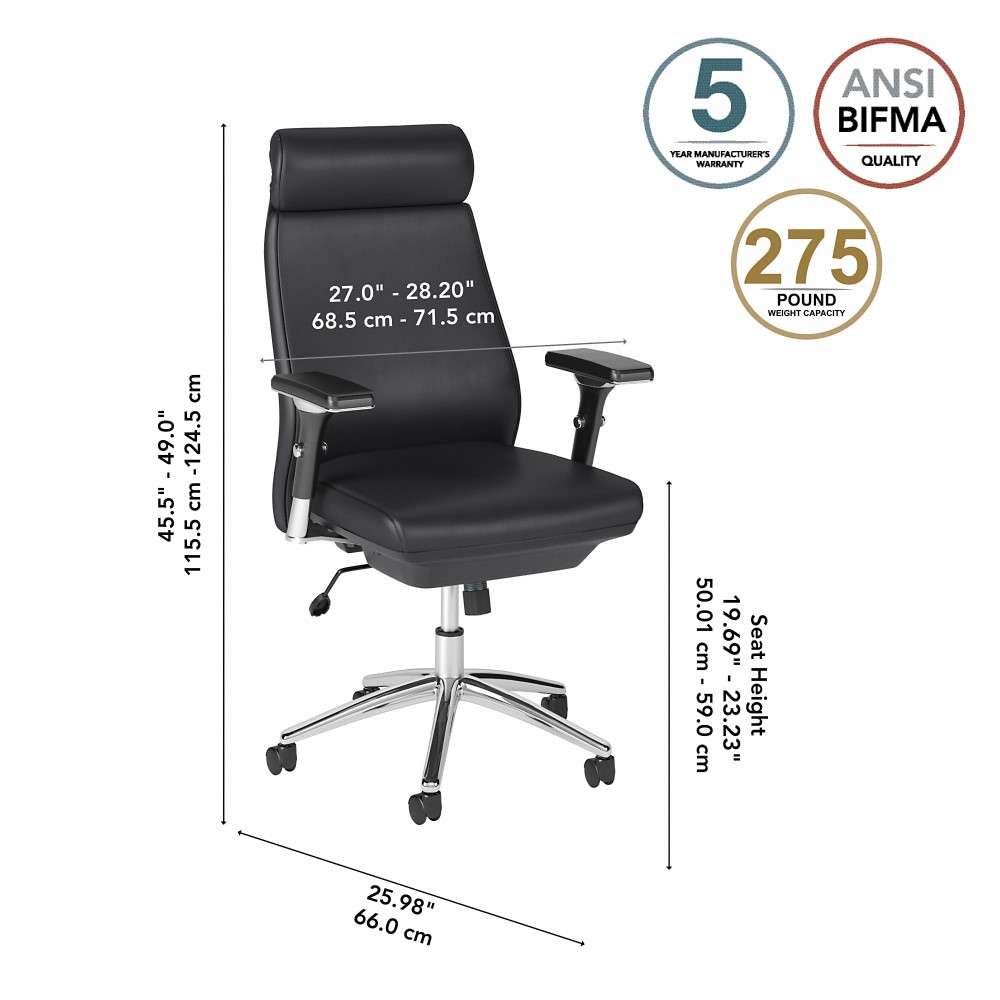 Bush Furniture - Metropolis High Back Leather Executive Office Chair in Black - CH1601BLL-03 veiw 6