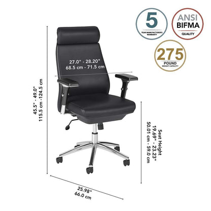 Bush Furniture - Metropolis High Back Leather Executive Office Chair in Black - CH1601BLL-03 veiw 6