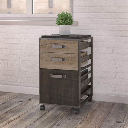 Bush Furniture - Refinery 3 Drawer Mobile File Cabinet in Rustic Gray - RFF116RG-03 veiw 2
