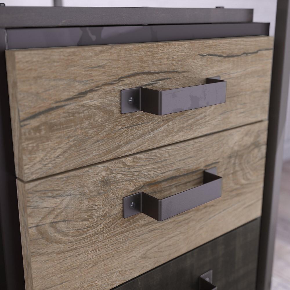 Bush Furniture - Refinery 62W Industrial Desk with 3 Drawer Mobile File Cabinet in Rustic Gray - RFY005RG veiw 5
