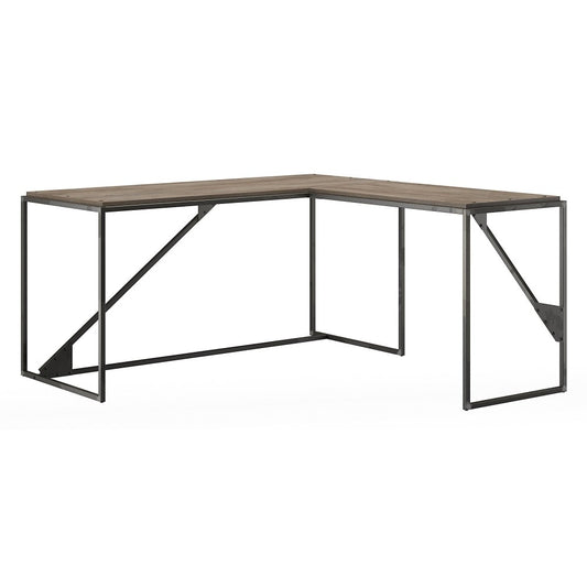 Bush Furniture - Refinery 62W L Shaped Industrial Desk with 37W Return in Rustic Gray - RFY003RG veiw 1
