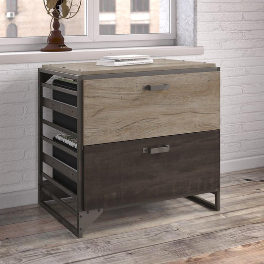 Bush Furniture - Refinery Lateral File Cabinet in Rustic Gray - RFF132RG-03 veiw 2