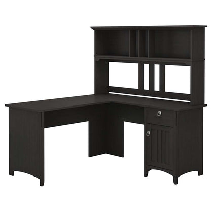 Bush Furniture - Salinas 60W L Shaped Desk with Hutch in Vintage Black - SAL004VB veiw 1