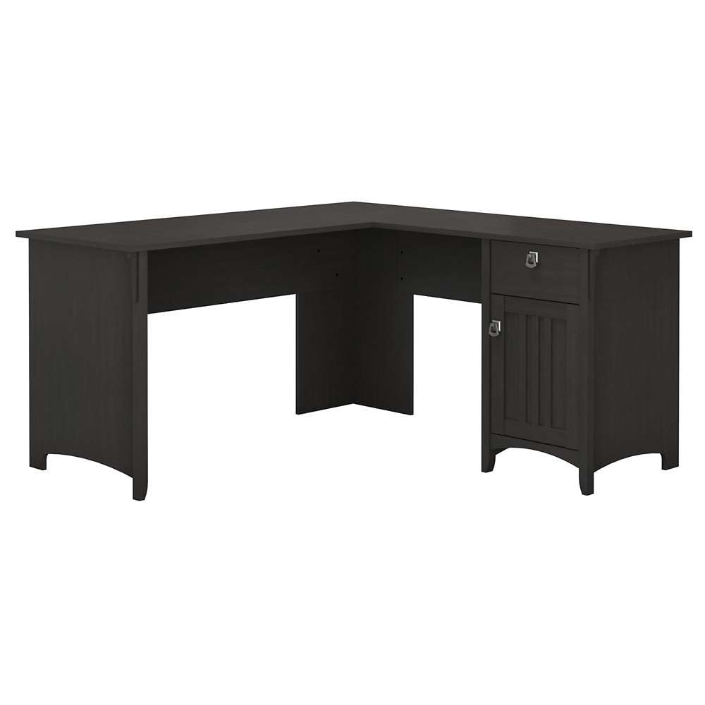 Bush Furniture - Salinas 60W L Shaped Desk with Storage in Vintage Black - SAD160VB-03 veiw 1